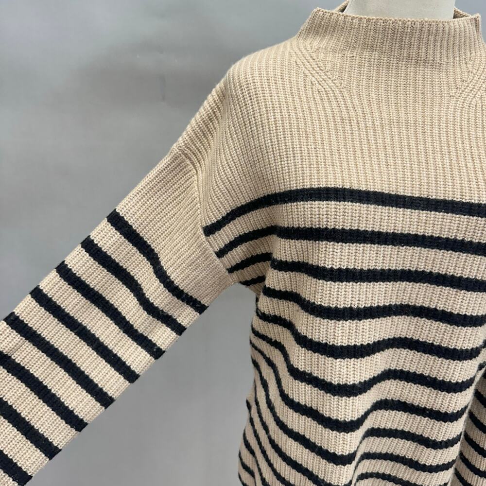 Rails Claudia Striped Sweater Mock Funnel Neck Camel/Black  Size Medium‎ - Picture 8 of 16